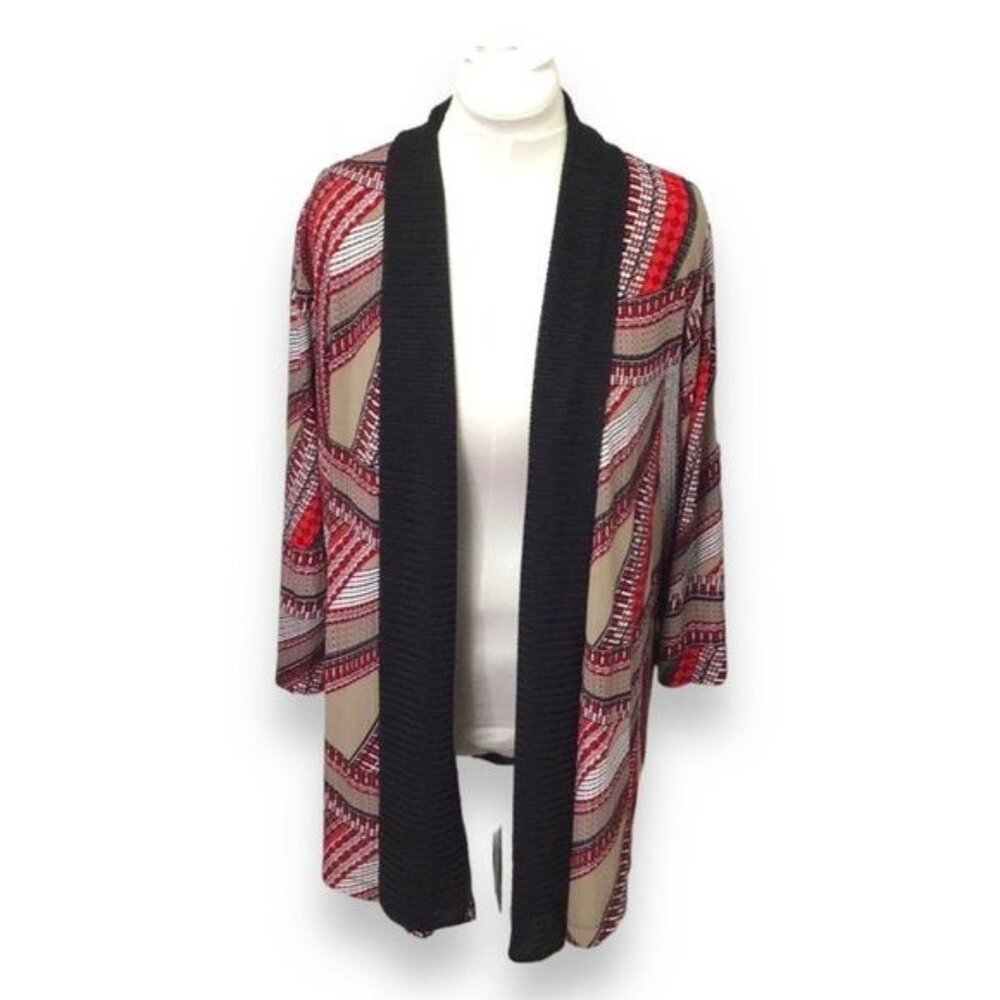 EasyWear by Chico’s Women’s 3/4 Sleeve Mixed Media Open Front Cardigan, US XL